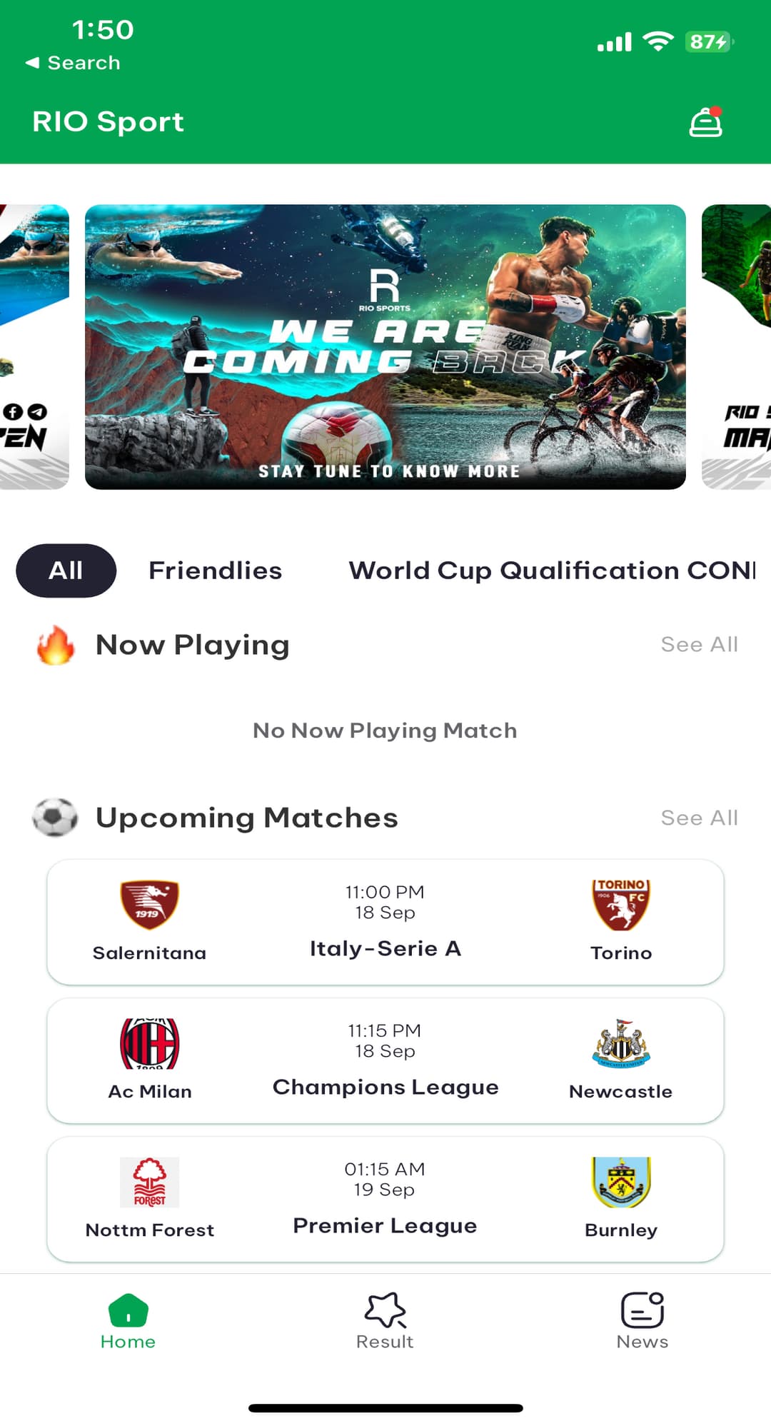 A streaming application that can watch football matches